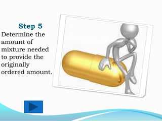Step 5
Determine the
amount of
mixture needed
to provide the
originally
ordered amount.

 