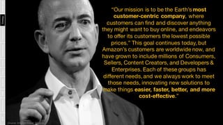 Source: Amazon Annual Reports
“Our mission is to be the Earth’s most
customer-centric company, where
customers can find an...
