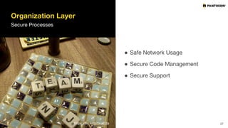 Organization Layer
Secure Processes
● Safe Network Usage
● Secure Code Management
● Secure Support
27https://flic.kr/p/5kaEda
 