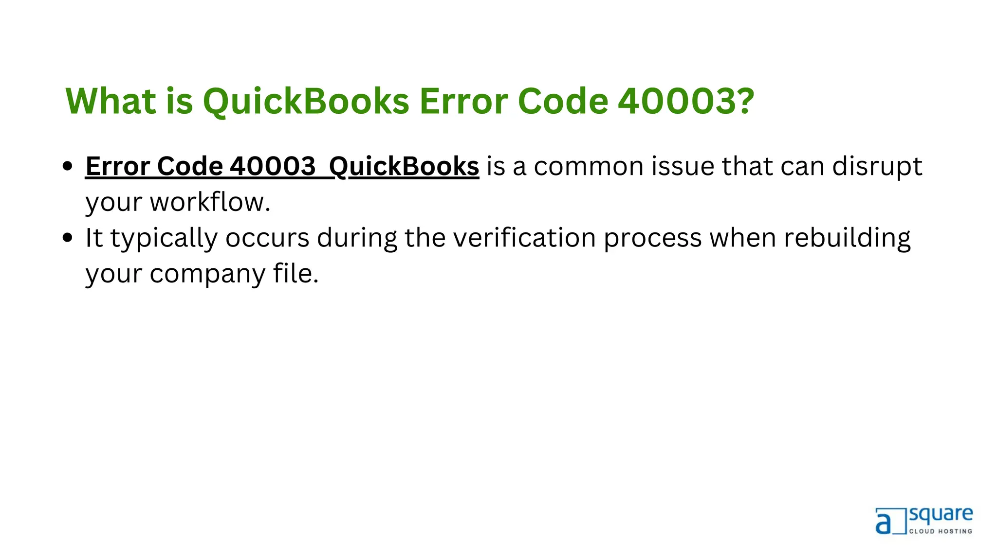 Troubleshooting QuickBooks Error 40003 Step by Step Guide PPT