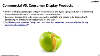 24© 2016 Samsung Electronics America - Confidential
Commercial VS. Consumer Display Products
• One of the big issues facin...