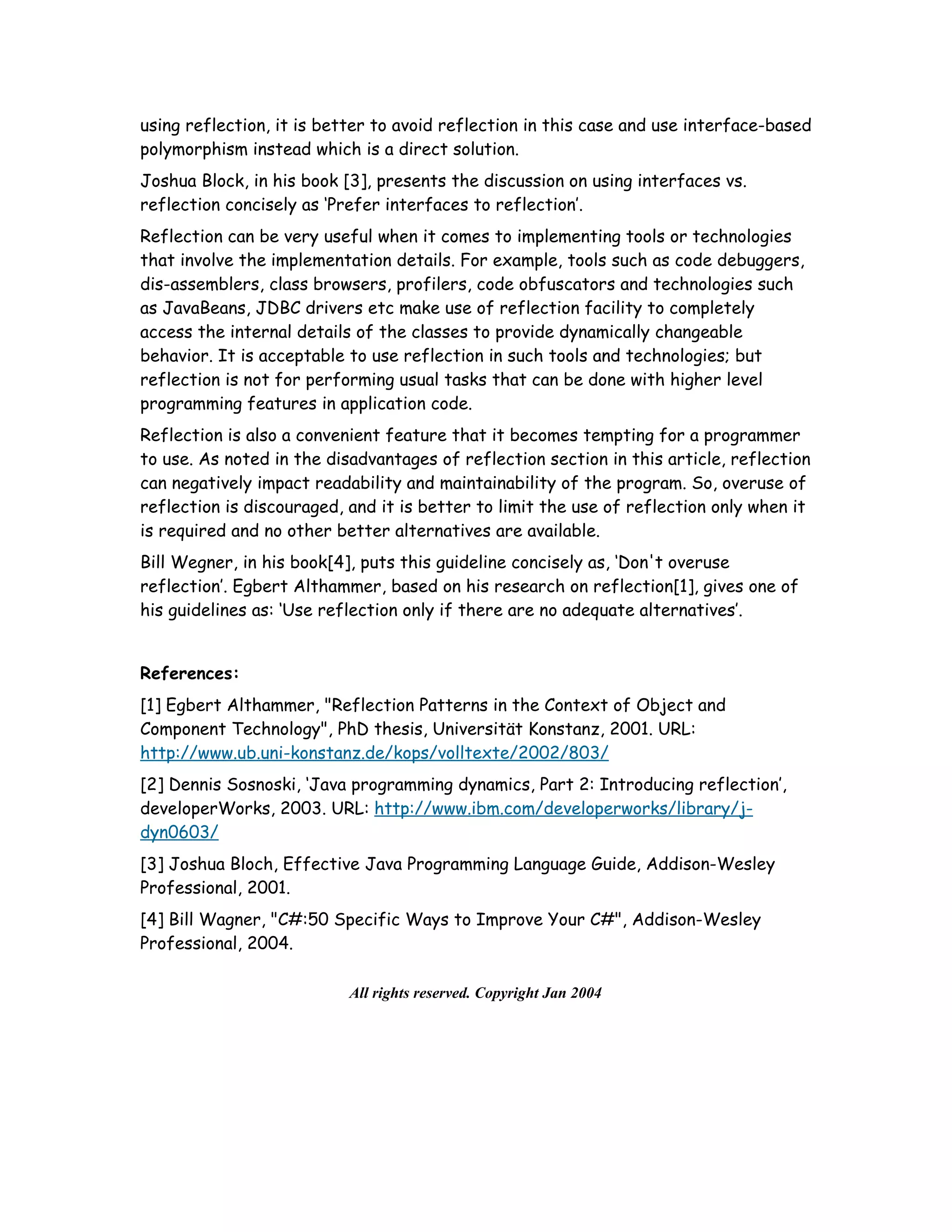Understanding And Using Reflection