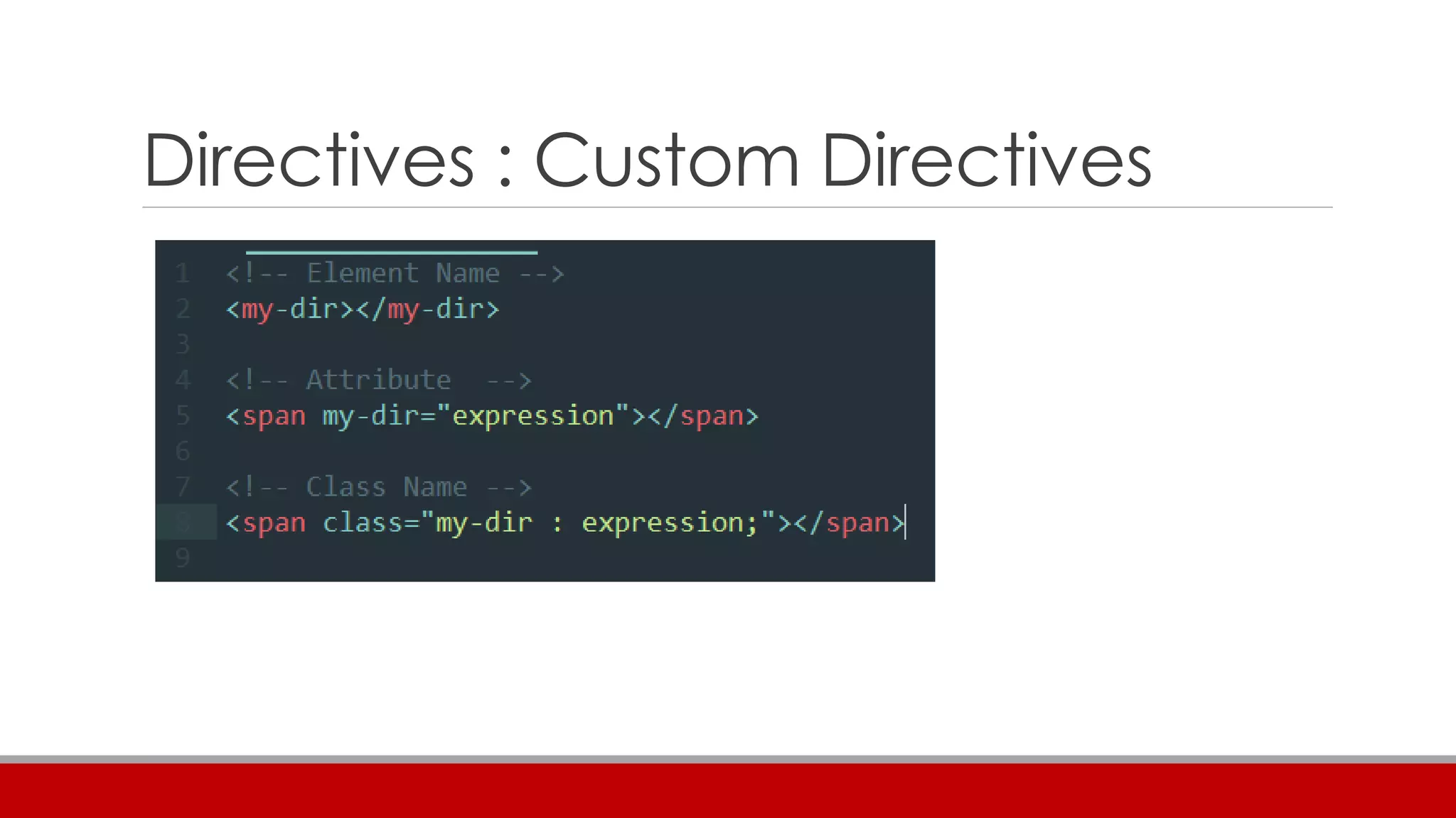 Directives : Custom Directives
 