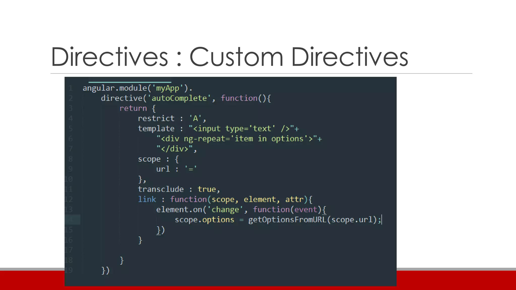 Directives : Custom Directives
 