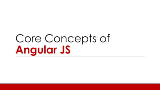 Core Concepts of
Angular JS
 