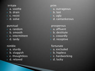 Understanding antonyms | PPTX