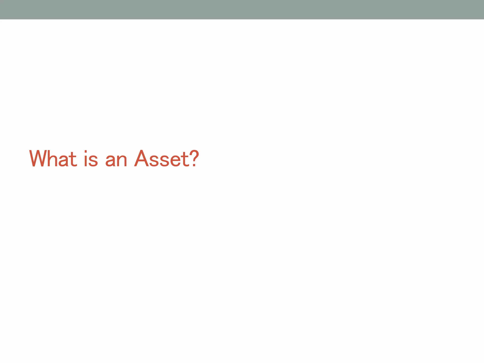 What is an Asset? 
 