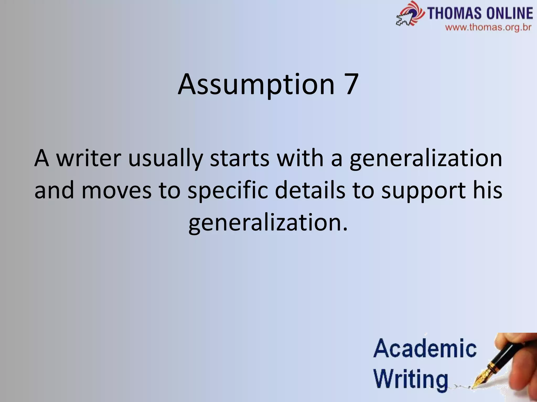Understanding assumptions of academic writing | PPTX