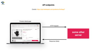 API endpoints
Contoh: https://api.bukalapak.com/products/3m3opp7
Product detail page
some other
server
HTTP request
Response (data)
 