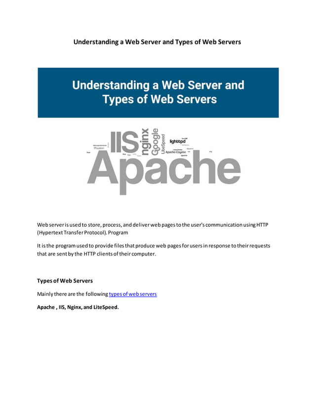 Understanding a web server and types of web servers ppt