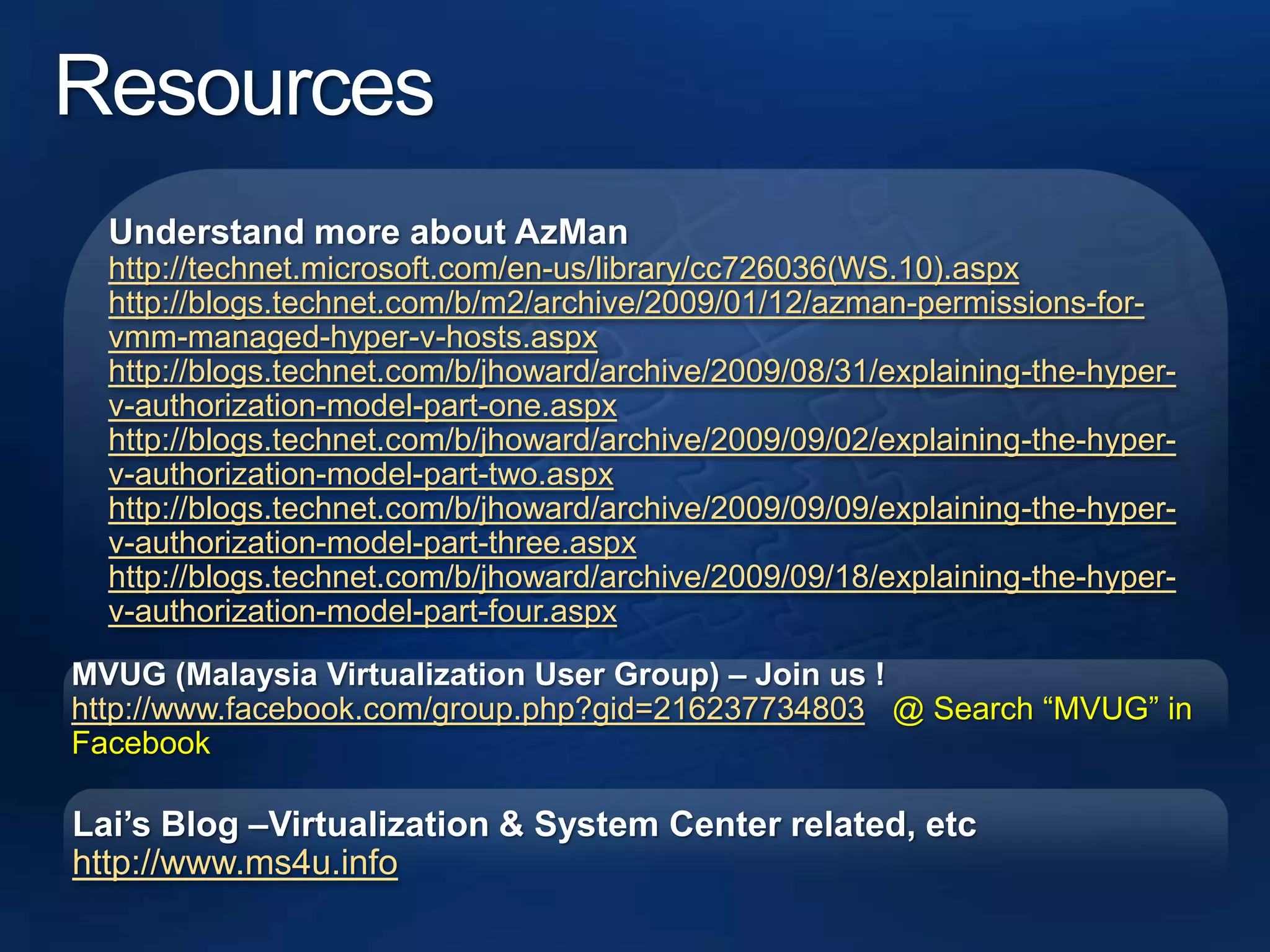 Understanding AzMan In Hyper-V