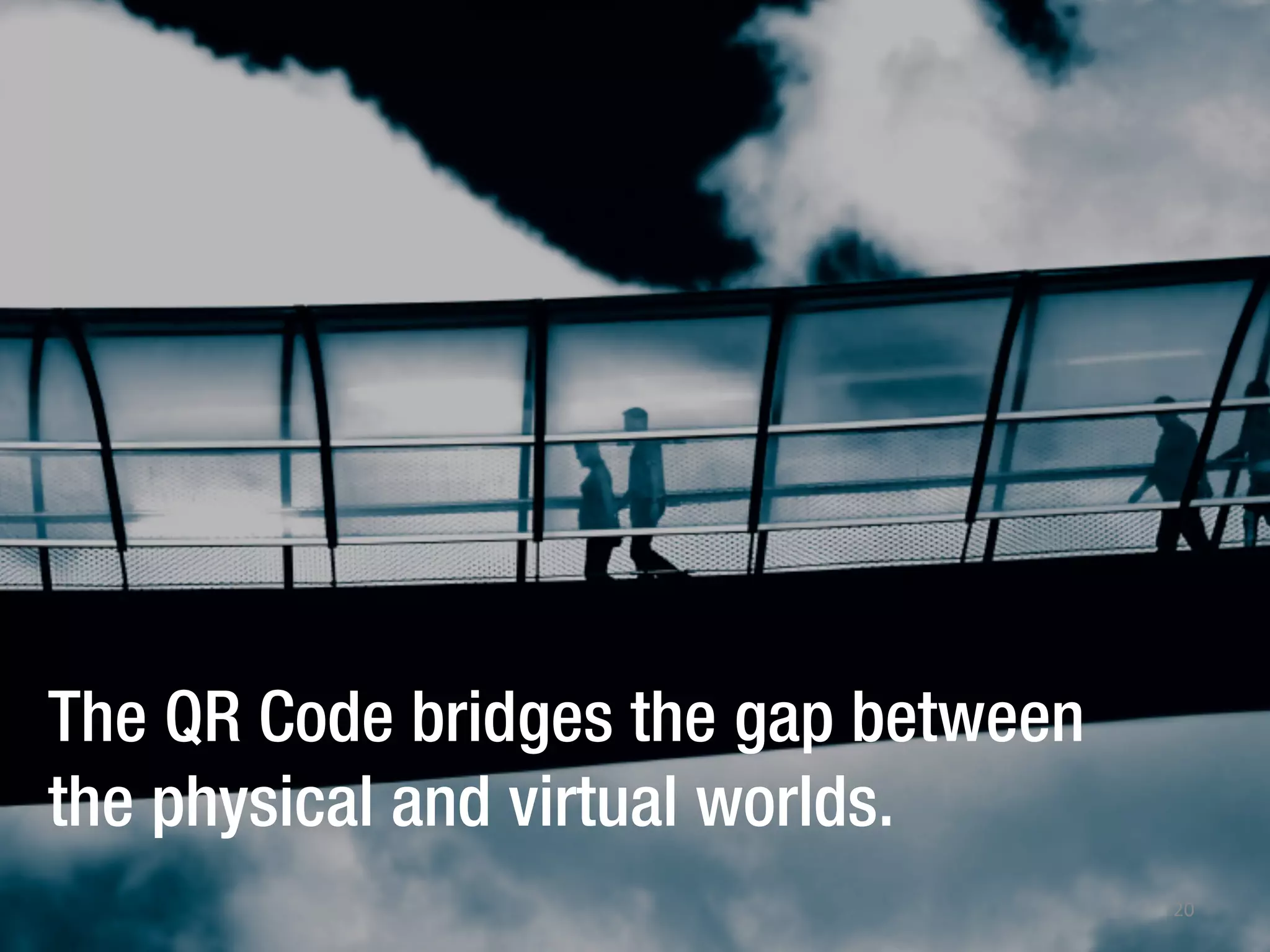 The QR Code bridges the gap between
the physical and virtual worlds.
	
  	
  
20	
  

 
