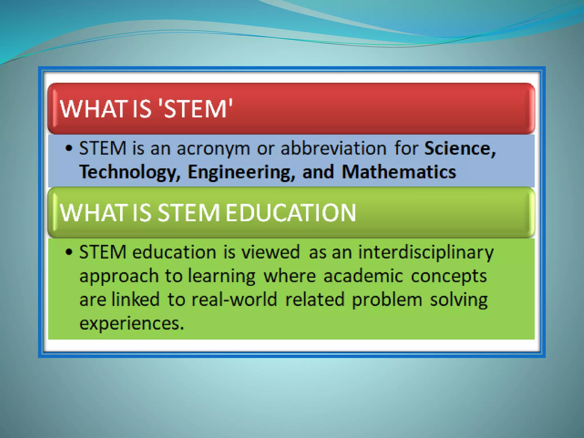 Understanding basics of STEM education