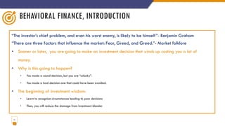 Understanding behavioural finance