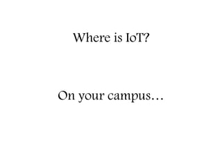 Where is IoT?
Education – Partnership – Solutions
Information Security
Office of Budget and Finance
On your campus…
 