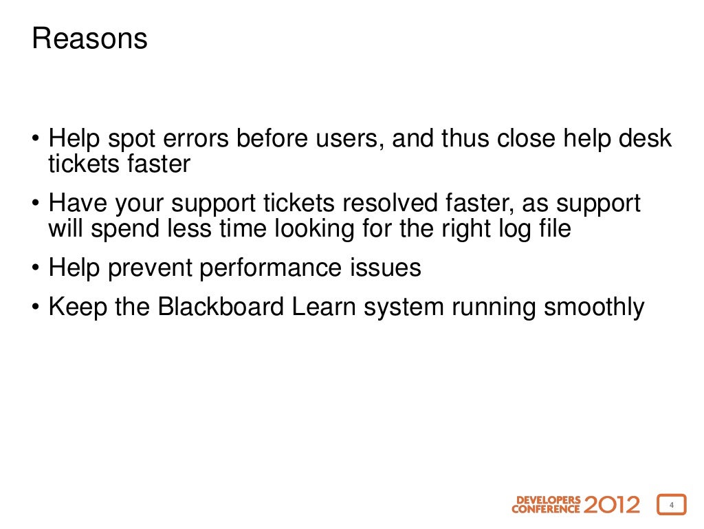 DevCon 2012 Understanding Blackboard Error Logs