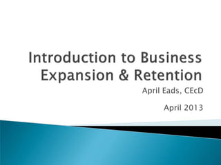Business Retention and Expansion, TN Basic Economic Development Course 2013