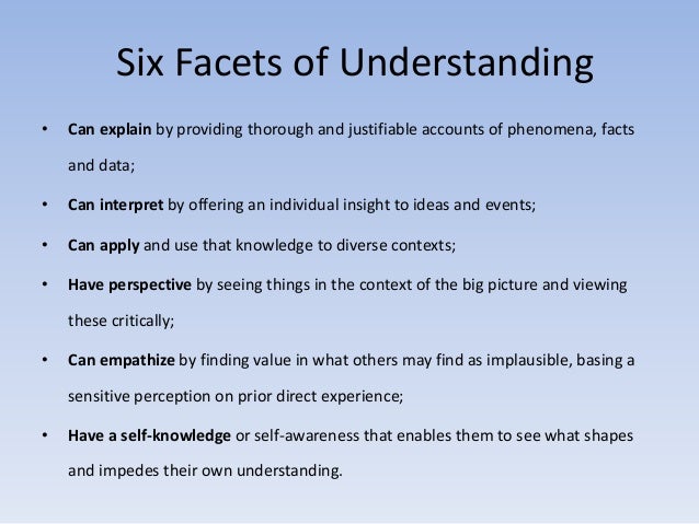 six facets of understanding essay six facets of understanding essay