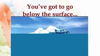 You’ve got to go
below the surface...
 