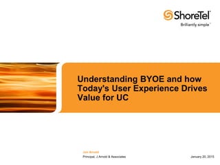 Understanding BYOE and how
Today's User Experience Drives
Value for UC
Jon Arnold
Principal, J Arnold & Associates January 20, 2015
 