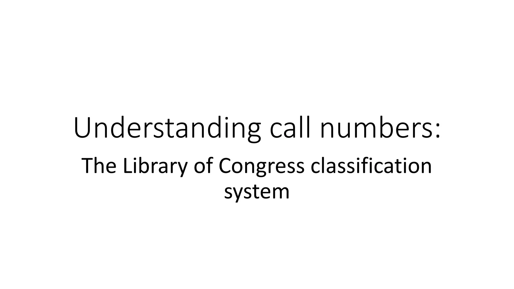Understanding call numbers | PPTX