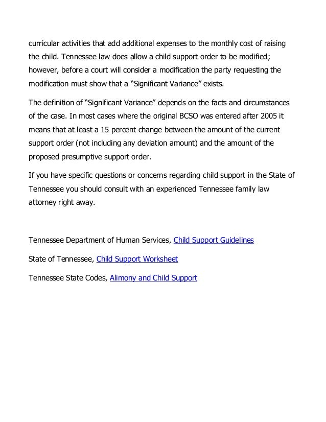 Tennessee Child Support Chart