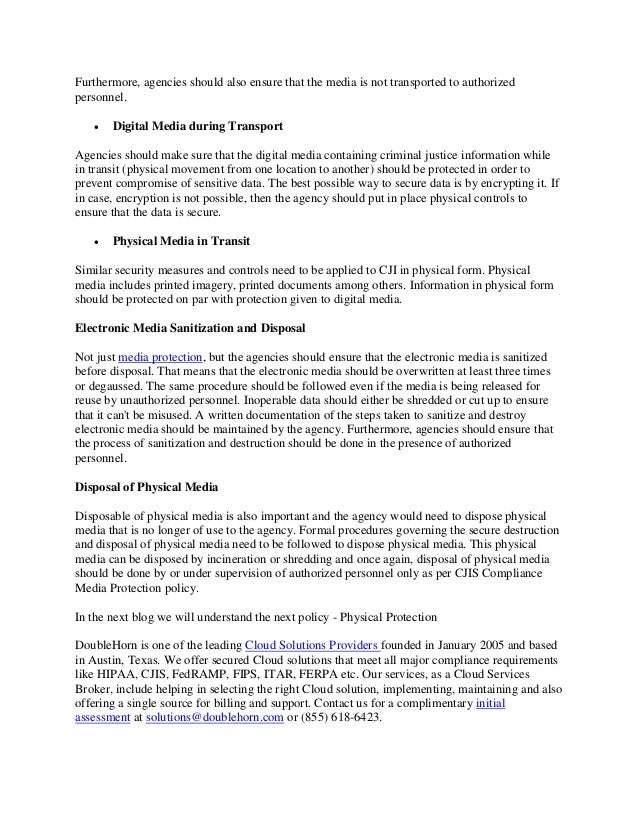 Understanding CJIS Compliance Media Protection