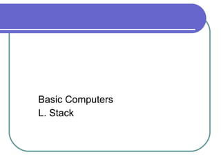 Understanding Computers Basic Computers L. Stack 
