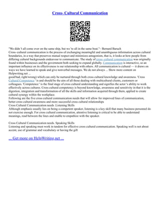 Understanding Cross Cultural Communication Barriers | PDF