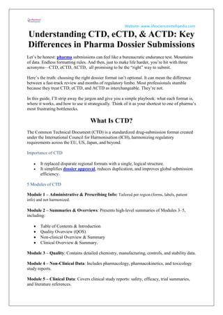 Understanding CTD eCTD and ACTD Key Differences in Pharmaceutical ...
