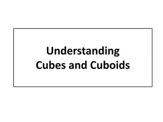 Understanding
Cubes and Cuboids
 