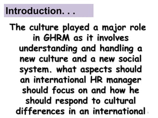 Understanding culture in ghrm