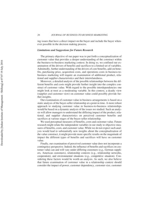 Understanding customer value in business to business relationships | PDF