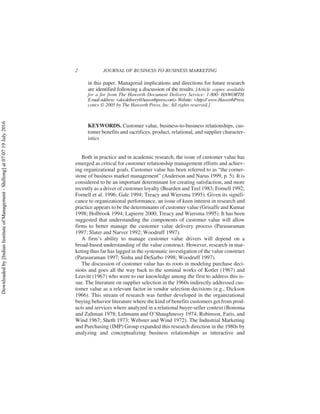 Understanding customer value in business to business relationships | PDF