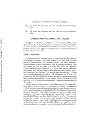 Understanding customer value in business to business relationships | PDF