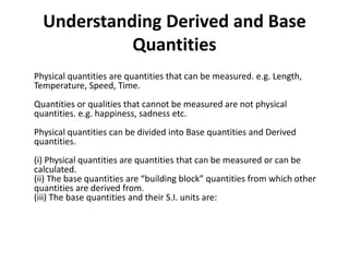 Understanding derived and base quantities | PPTX