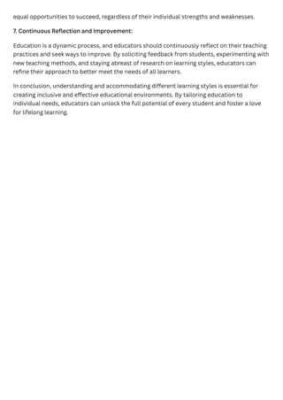 Understanding Different Learning Styles Tailoring Education to ...