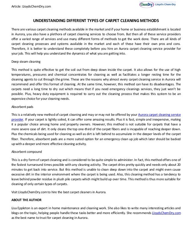 Understanding Different Types Of Carpet Cleaning Methods