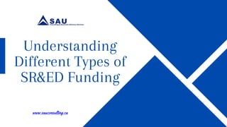 Understanding
Different Types of
SR&ED Funding
www.sauconsulting.ca
 