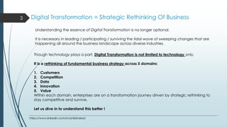 Digital Transformation = Strategic Rethinking Of Business
Understanding the essence of Digital Transformation is no longer...