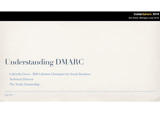 July 2018
Understanding DMARC
Gabriella Davis - IBM Lifetime Champion for Social Business
Technical Director
The Turtle Partnership
 