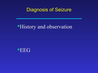 Diagnosis of Seizure

History and observation

EEG

 