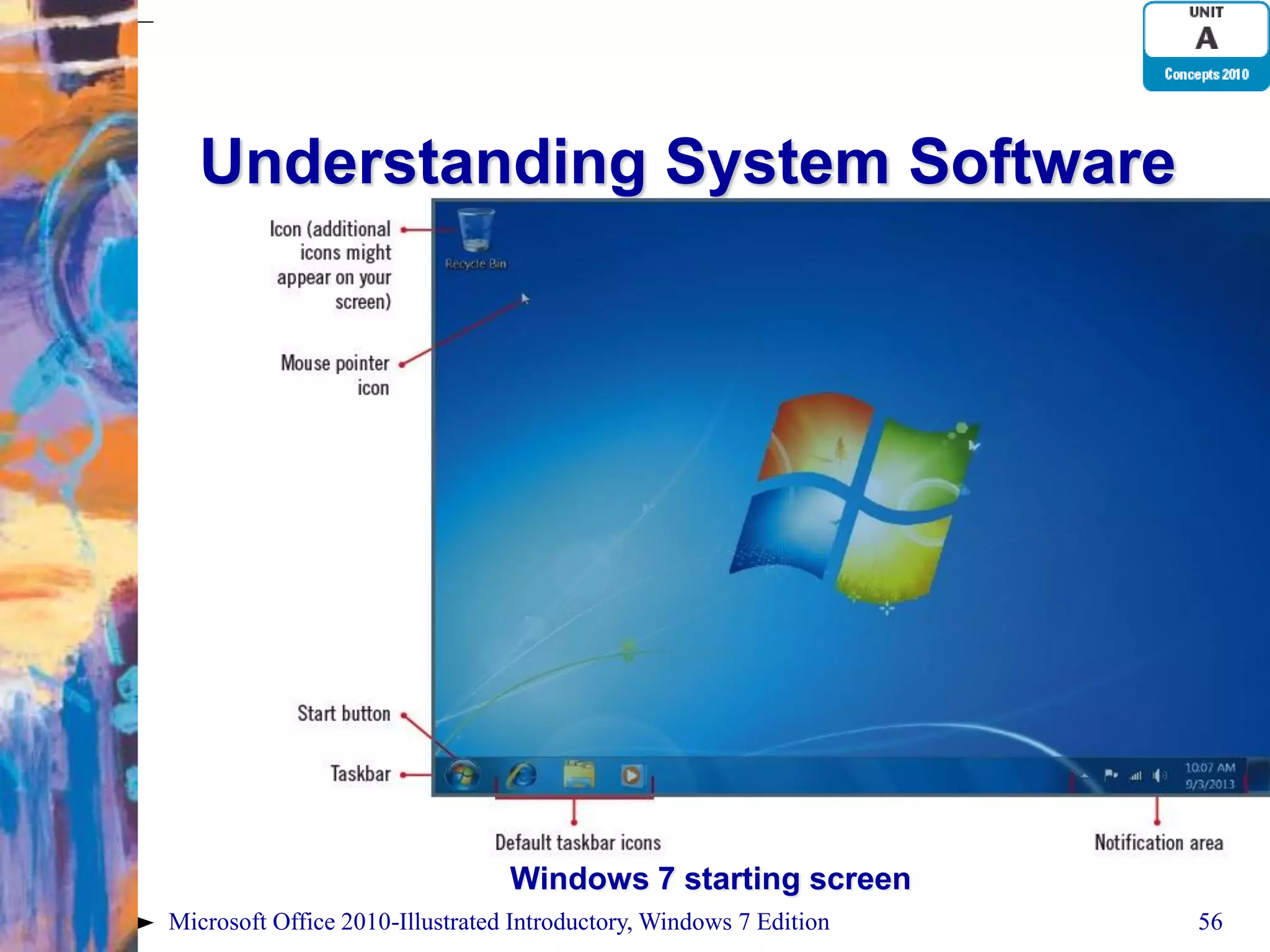 Understanding System Software Windows 7 starting screen Microsoft Office 2010-Illustrated Introductory, Windows 7 Edition 56 
