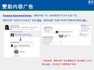 ݹ
Facebook Sponsored Stories ݹ棩ûΪĹ档

ݹCPC罻 20%ܽƷƹͻûȡɱ 18% 




                        ** о֣ݹͨ罻ͨʣCTR
                        ߳ 46%罻ܿͻӭ
 