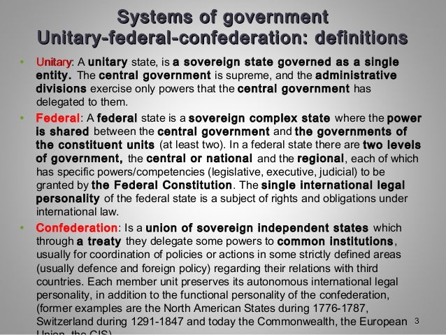 Systems of governmentSystems of government
Unitary-federal-confederation: definitionsUnitary-federal-confederation: defini...