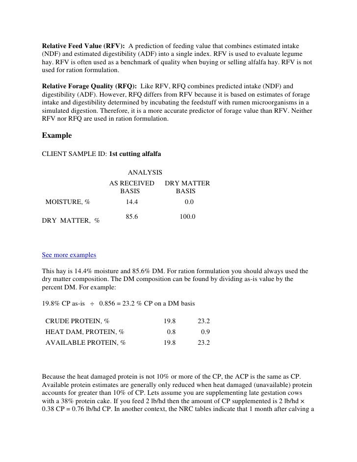 Understanding feed analysis