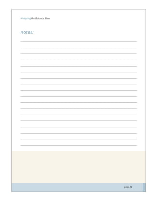 Analyzing the Balance Sheet




notes:




                              page 21
 
