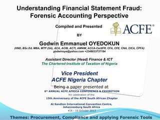 Understanding Financial Statement fraud- Forensic Accounting ...