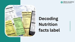 Decoding
Nutrition
facts label
 