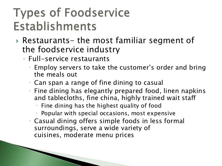 Understanding foodservice operations